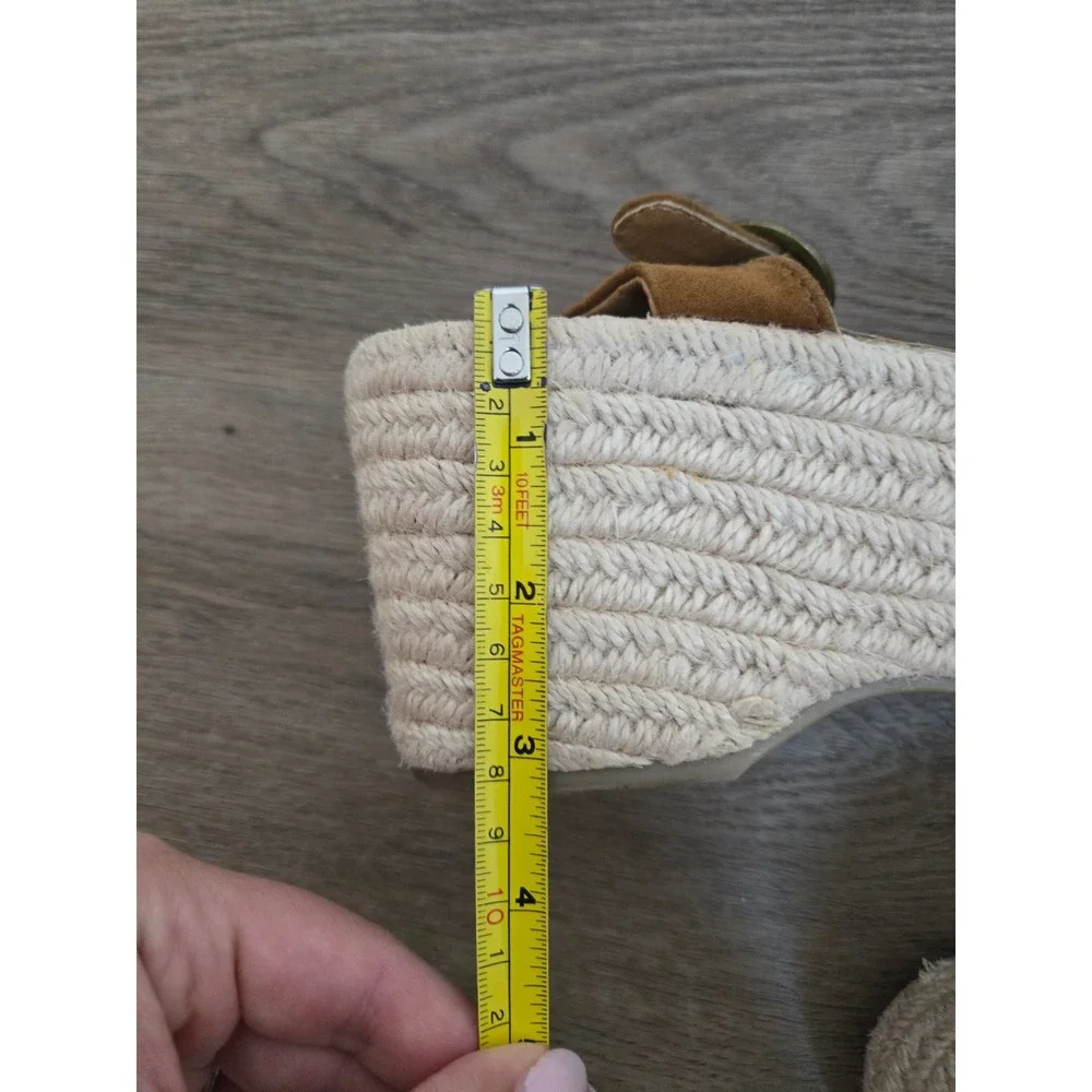 Universal Thread Tan Faux Suede Espadrille Platform Wedge Sandals Womens 10